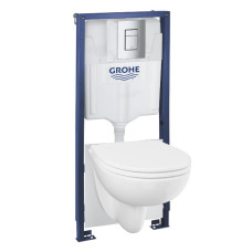 Grohe komplekts - pods ar QR/SC vāku BauCeramic Rimless, rāmis Solido, taustiņš Even, stiprinājumi