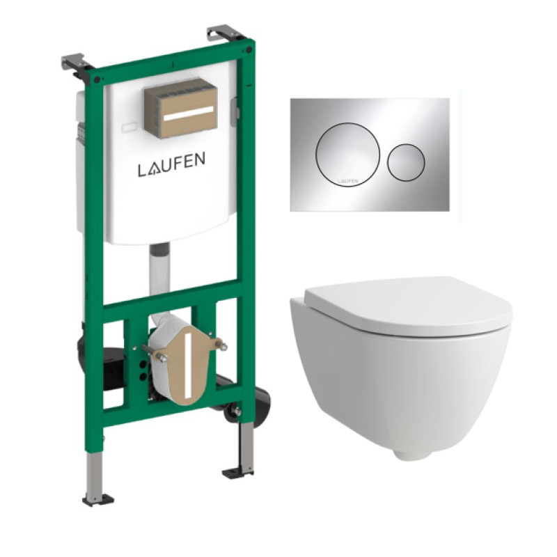 Laufen komplekts-pods ar QR/SC vāku Pro X rimless, rāmis Ineo, taustiņš Moon, balts/hroms