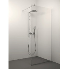 Stikla Serviss dušas siena Kaira, 900 mm, h=2000, hroms/matēts balts stikls