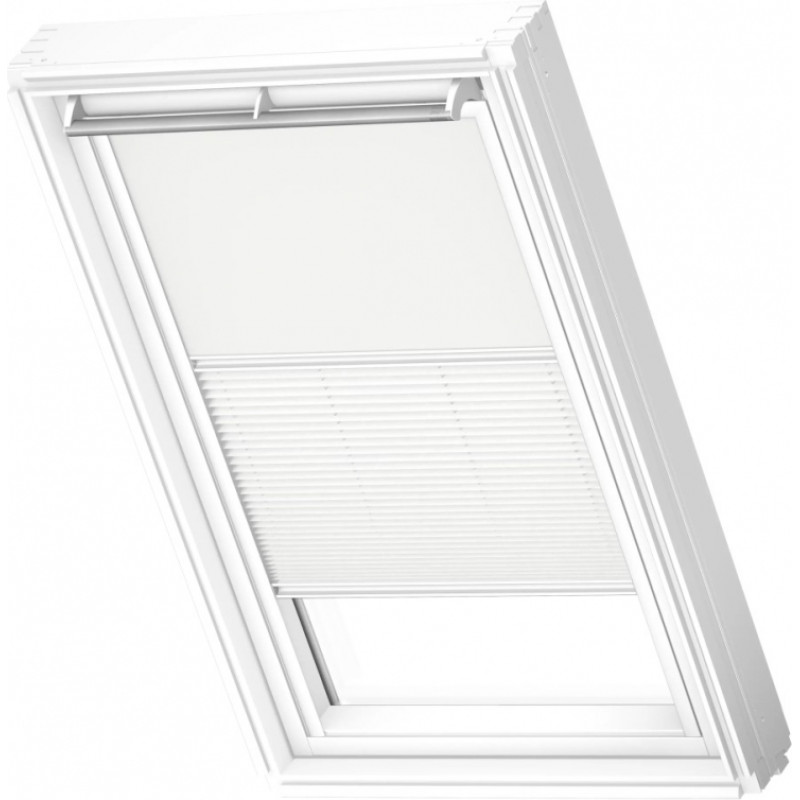 Velux DFD Duo Gaismu necaurlaidīgas jumta logu žalūzijas ar rokas vadību, ar baltām sliedēm, PK08, 94x140cm, baltas