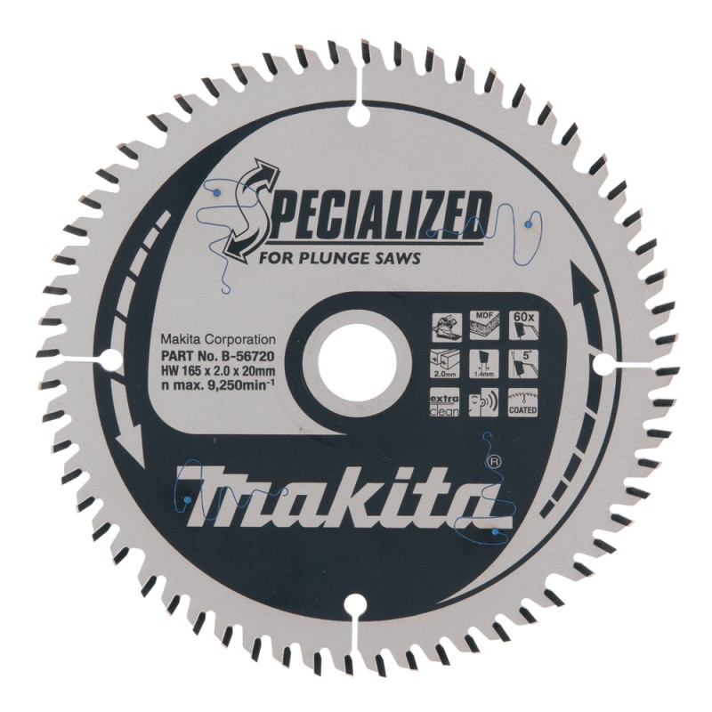 Makita Accessories Pjovimo diskas MDF ir laminatui MAKITA 165x20x2,0mm Z60 5°