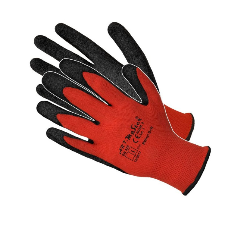 Besk Cimdi poliester ar melnu lateksa pārkl.11.izm B+R