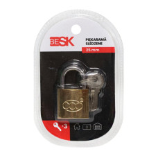Besk Piekaramā slēdzene ar 3 atslēgām 25mm, 25AR029-2