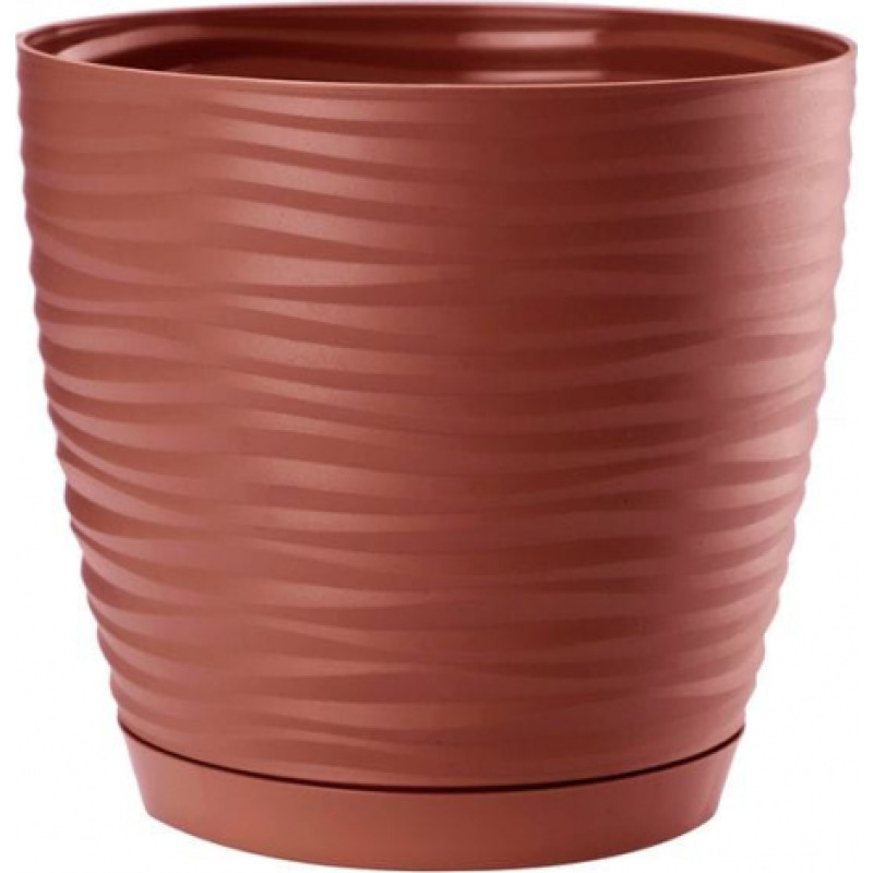 Form Plastic Puķu pods SAHARA ar paliktni 19cm, sarkans