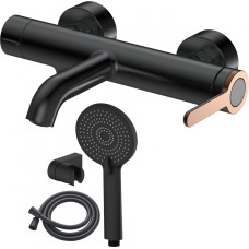 AB Jaucējkrāns vannas AB AMBER, ar dušas kompl., melns/zelts