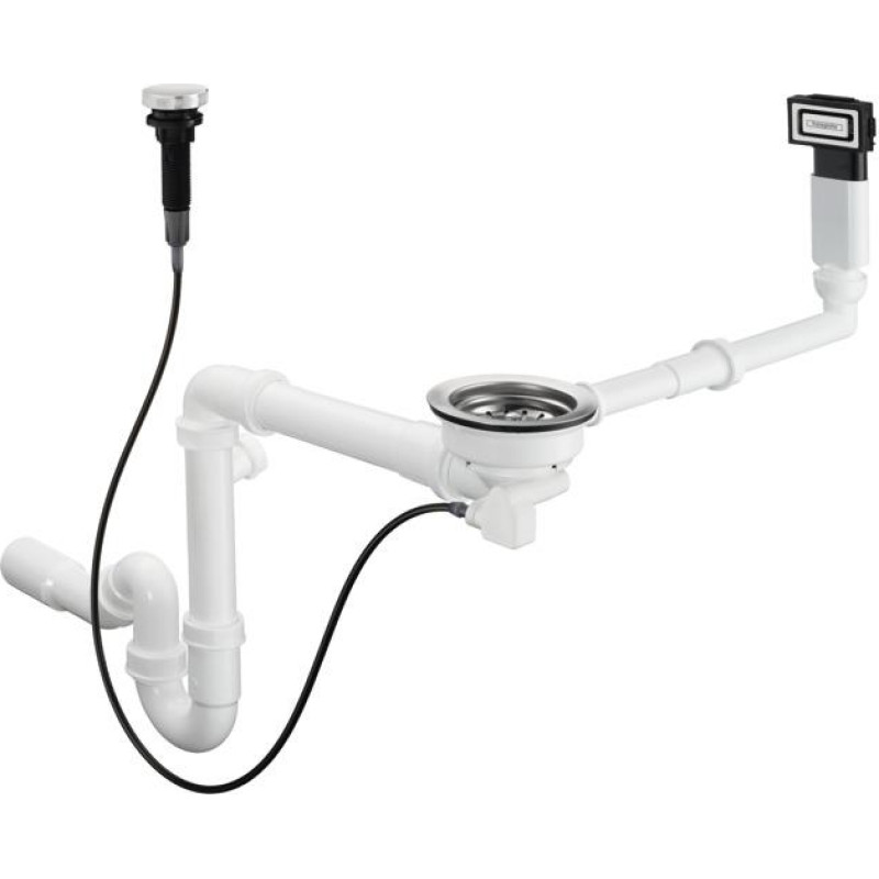 Hansgrohe virtuves izlietnes sifons ar izplūdi un pārplūdi D16-11, 1½ x40/50 mm, pop-up, plastmasa