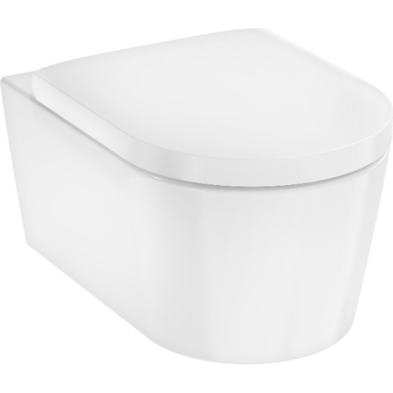 Hansgrohe pods ar QR/SC vāku EluPura S rimless, 360x540 mm, pie sienas, AquaFall Flush, balts