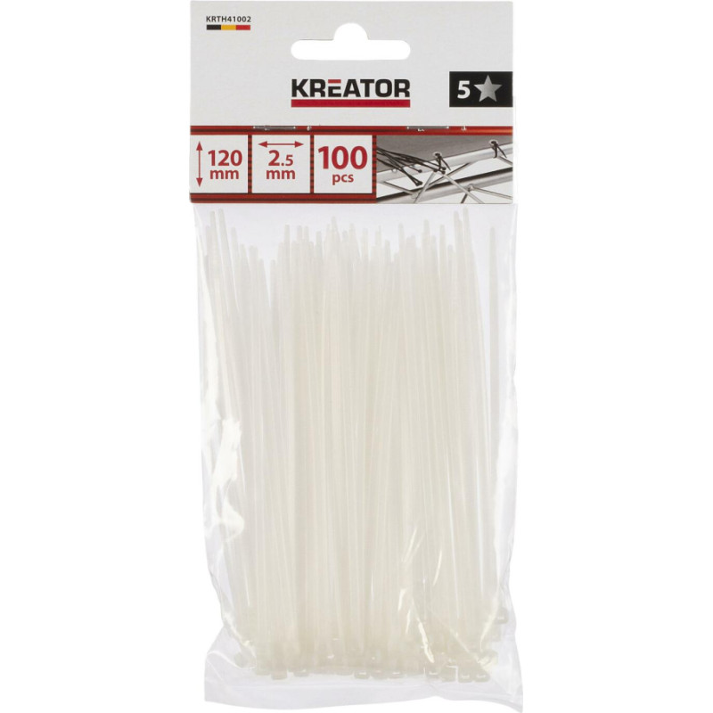 Kreator Plastmasas savilcēji, balti, 2,5x120mm, 100 gab., KREATOR KRTH41002