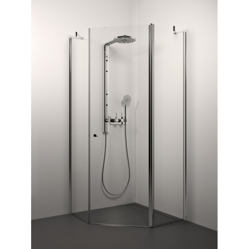 Stikla Serviss dušas stūris Simona, 900x900 mm, h=2000, hroms/caurspīdīgs stikls