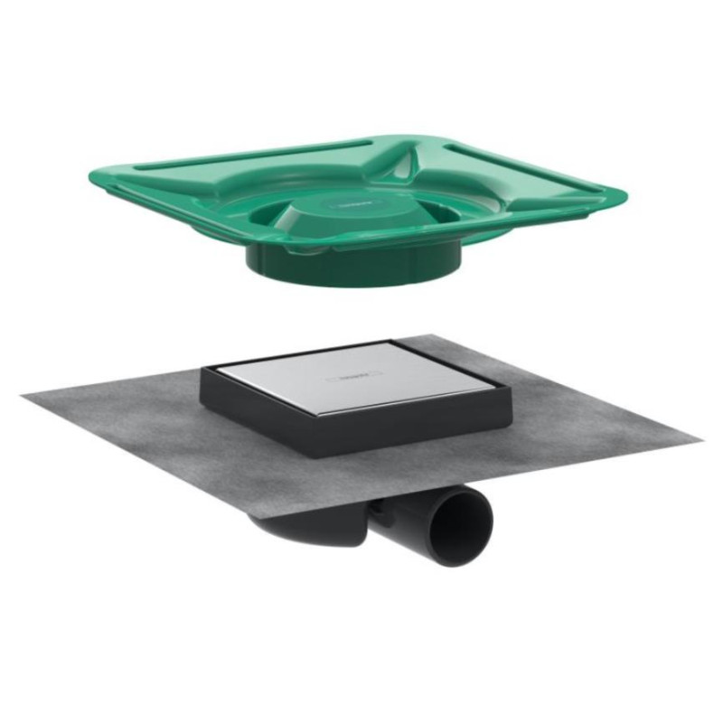 Hansgrohe dušas traps RainDrain Spot, 150x150 mm, horizontāls, resti no otras puses var flīzēt