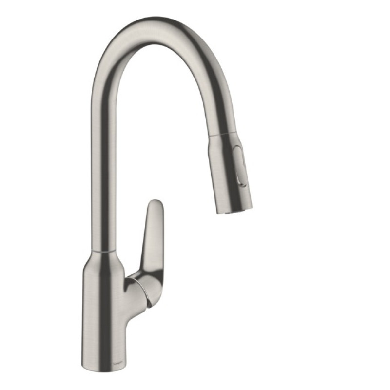 Hansgrohe virtuves izlietnes maisītājs ar izvelkamu dušu Focus M429-H220, stainless steel optic