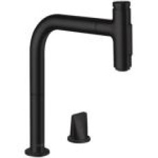Hansgrohe virtuves izlietnes maisītājs ar izvelkamu dušu Metris Select M71 200 2jet, matēts melns + sBox