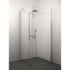 Stikla Serviss dušas stūris Fascino, 900x900 mm, h=2000, hroms/matēts balts stikls