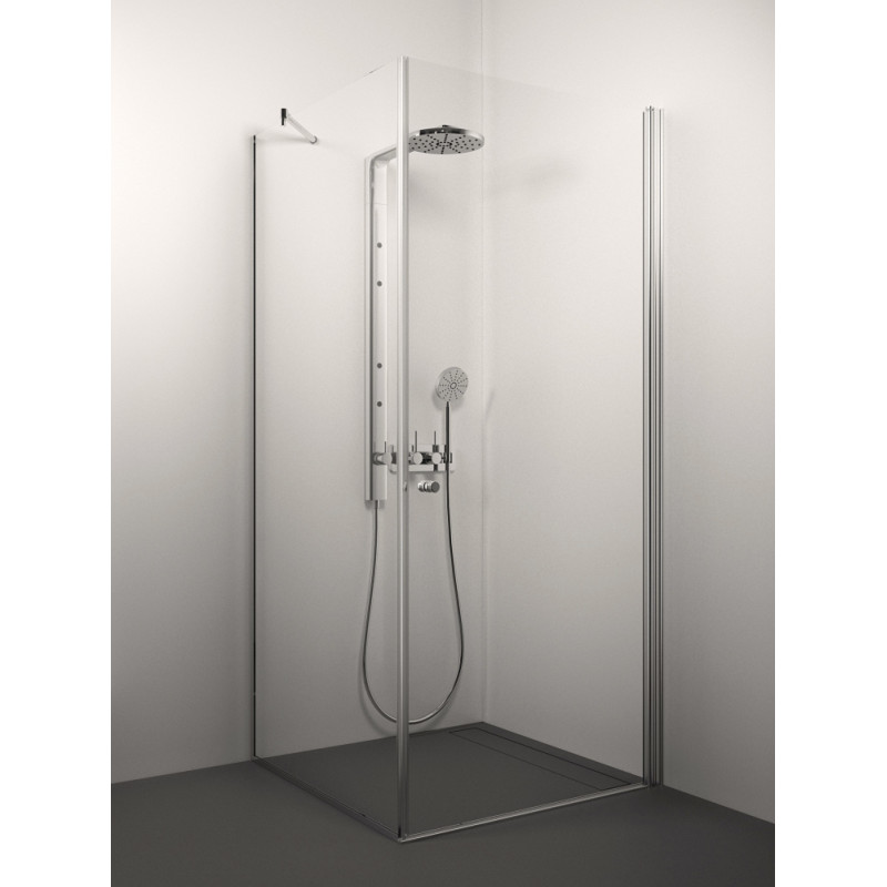 Stikla Serviss dušas stūris Fascino, 900x900 mm, h=2000, hroms/matēts balts stikls