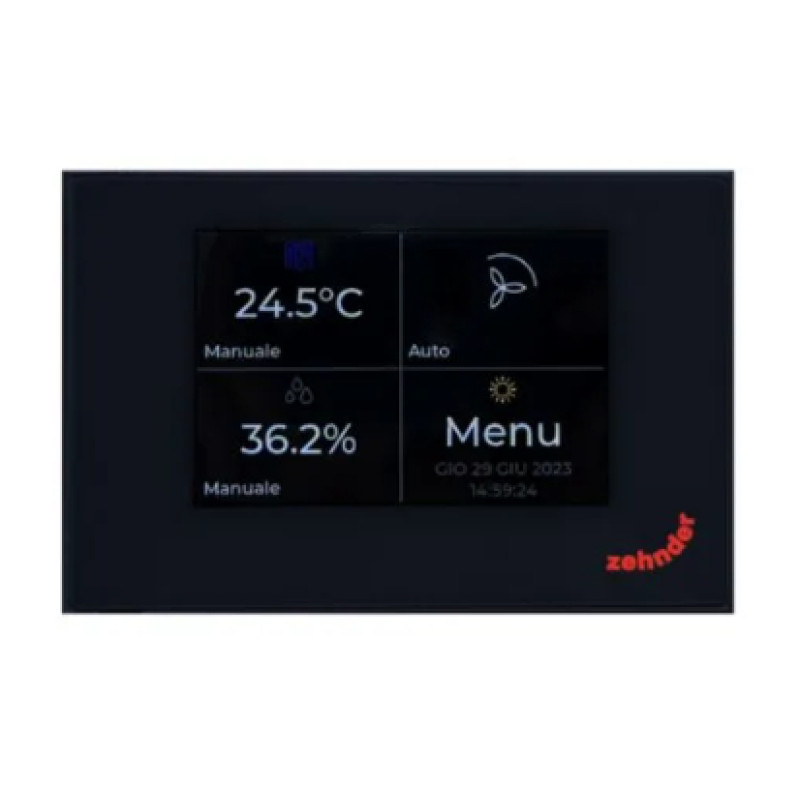 Zehnder ComfoAir 200 Multi Control skārienjūtīgais ekrāns ventilācijas plūsmas ātruma regulēšanai, melns