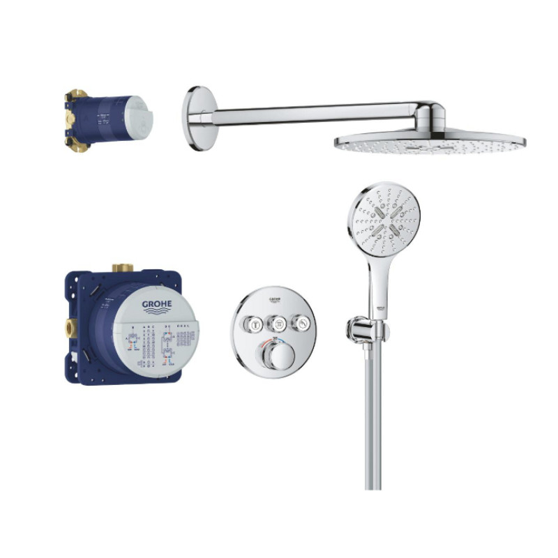 Grohe iebūvējamā dušas sistēma ar termostatu SmartControl Rainshower SmartActive 310, hroms