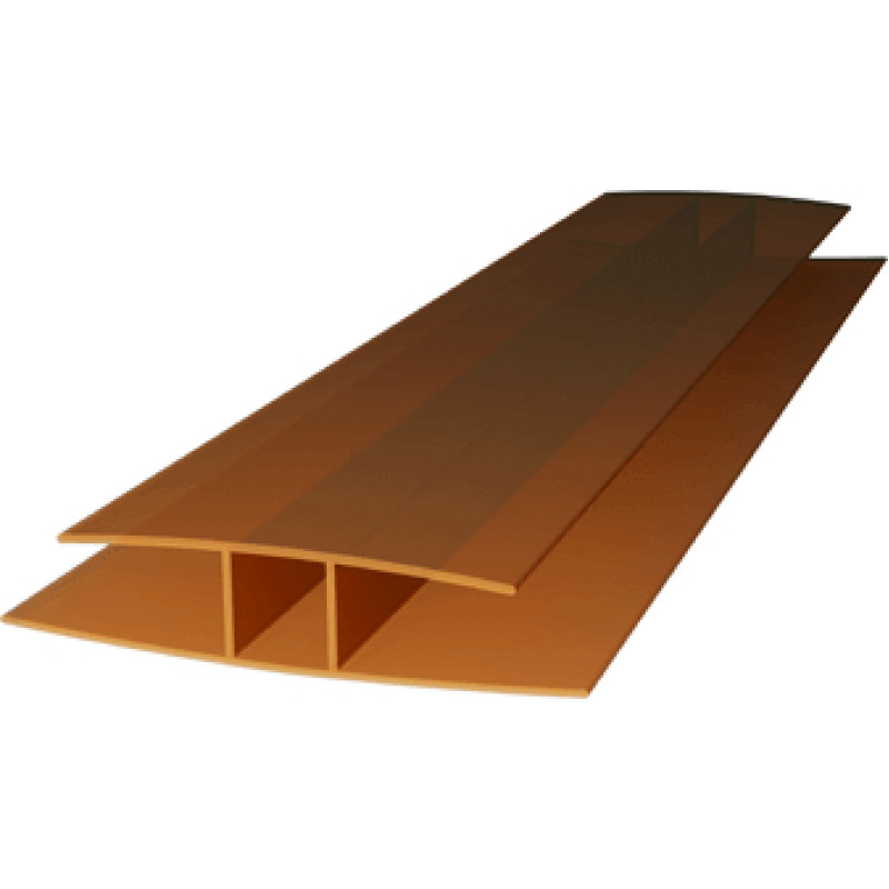 Savienojuma profils polikarbonāta loksnēm PC-H 8-10 mm, 2000mm, Bronza / gab