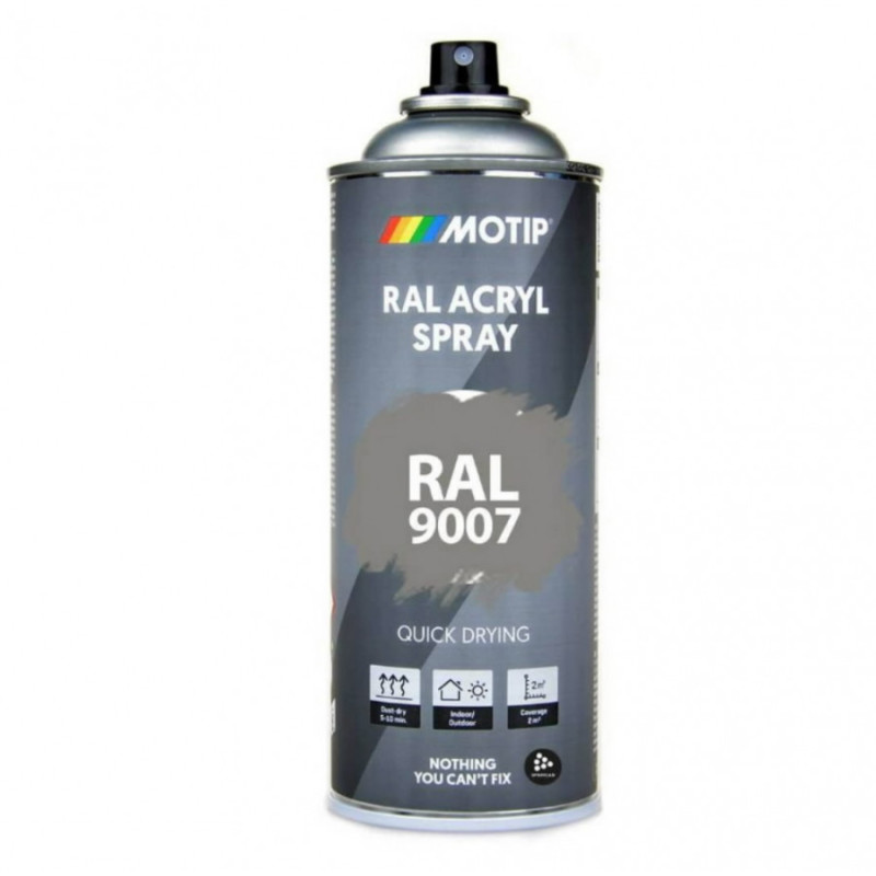 Motip Aerosols RAL 9007 High Gloss Grey Aluminium 400ml, Motip