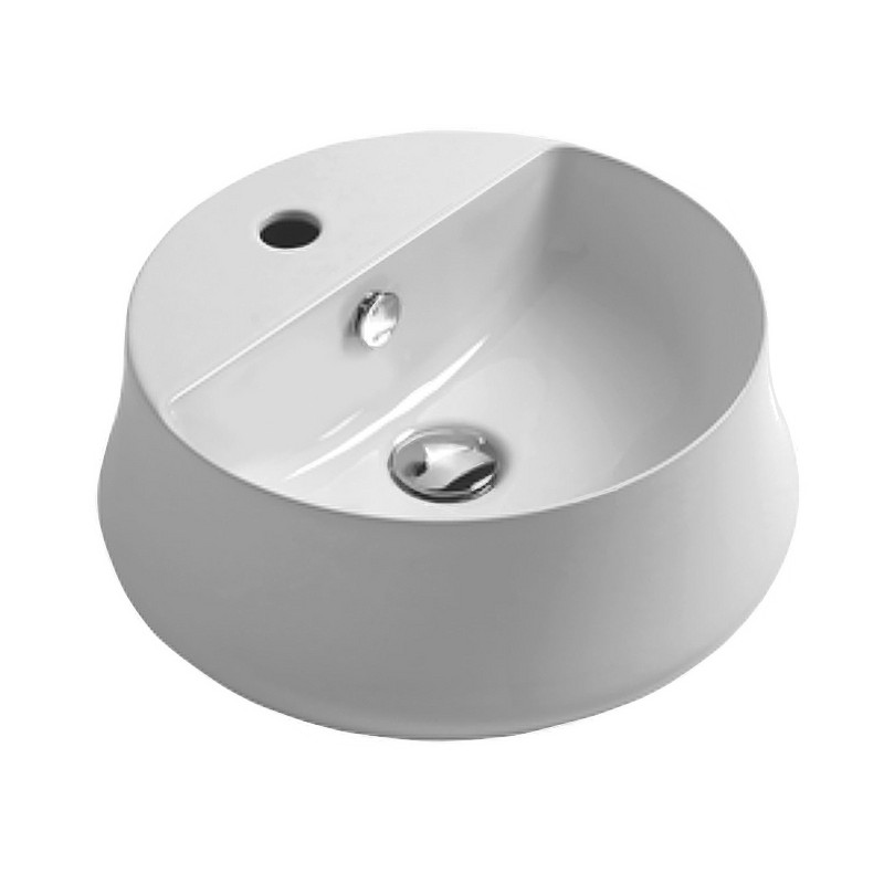 Simas Sharp izlietne d42cm, apaļa, uz virsmas, ar maisītāja caurumu, balta - gab.