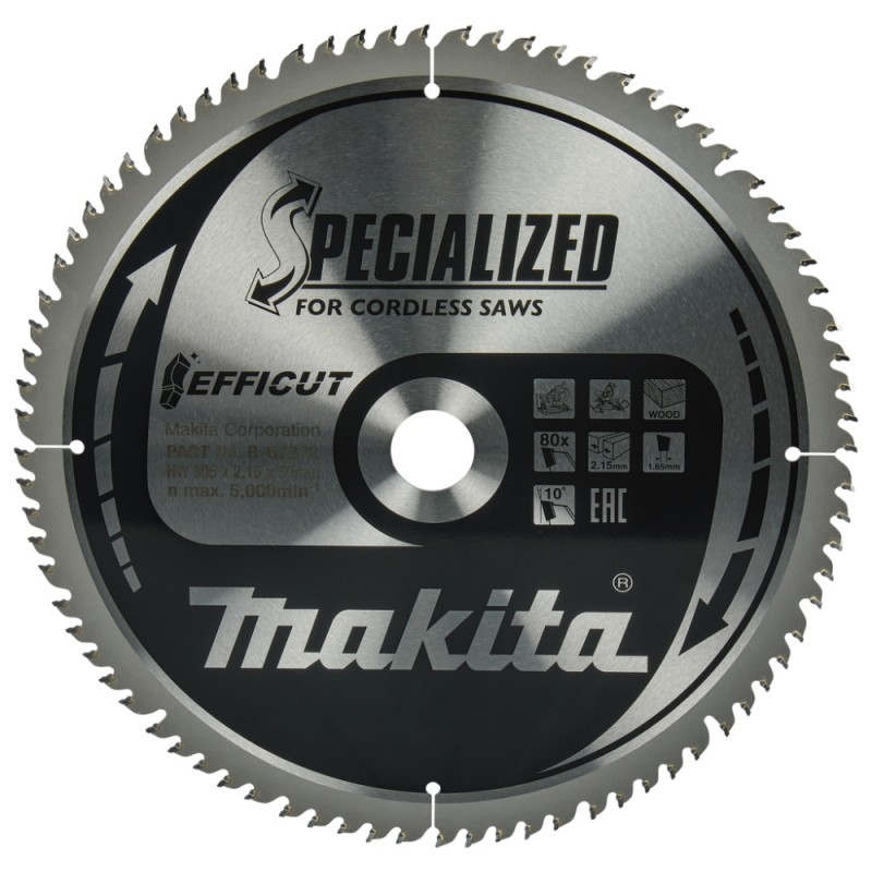 Makita Accessories Griešanas disks kokam MAKITA Efficut 305x30x2.15mm T80 10°