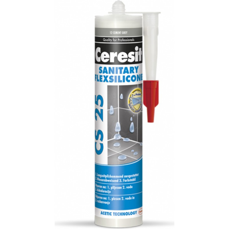 Ceresit Hermētiķis 280ml Ceresit CS25 sanitārais sudrabpelēks