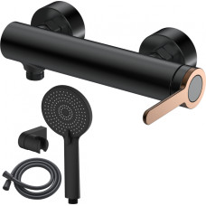 AB Jaucējkrāns dušas AB AMBER, ar dušas kompl., melns/zelts