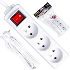 Geko Balta pagarinātāja strāvas vads ar slēdzi, Keltin, K00245C-B, 3 kontaktligzdas, 5m, IP20, 2500W