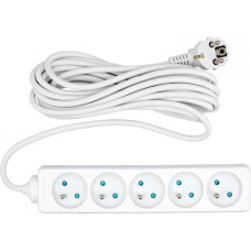 Vorel Pagarinātājs ar zemējumu 5 kontaktligzdām, VOREL, 72510, 5 m, 230 V, balts