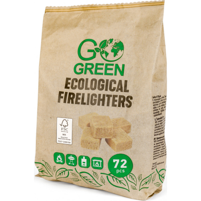 Gogreen Ekoloģiskie aizdedzināšanas kubiņi 72gab. 1901117 GOGREEN