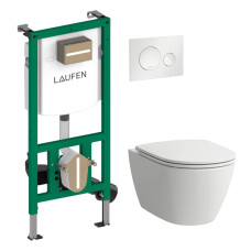 Laufen komplekts-pods ar QR/SC vāku Fiora rimless, rāmis Ineo, taustiņš MoonDance, balts/balts