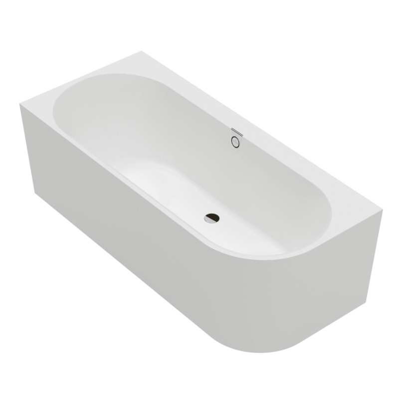 Villeroy & Boch vanna Oberon 2.1, 1800x800 mm, ar paneli un sifonu, kreisais stūris, stone white Quaryl®