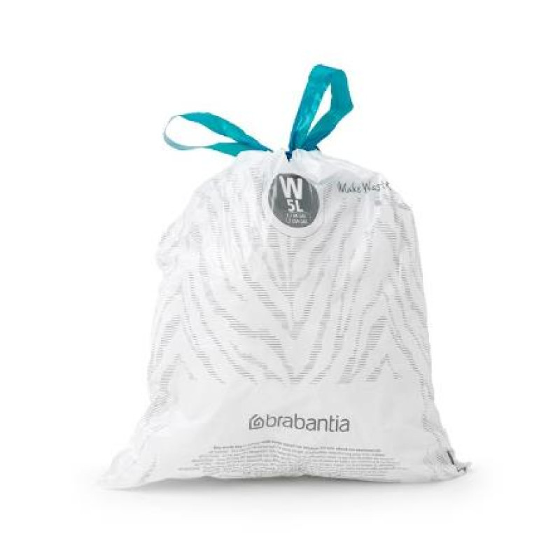 Brabantia atkritumu tvertnes ieliktņi W, 5l, 20 maisi rullītī, balts