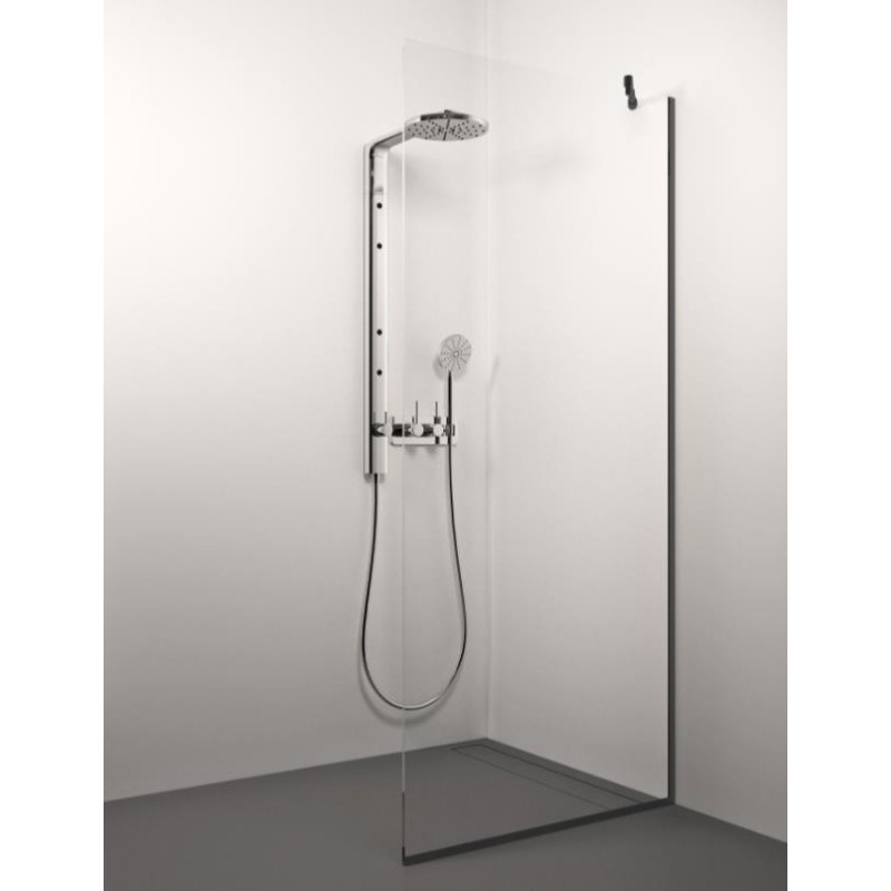 Stikla Serviss dušas siena Conforto Cor Black, 1000 mm, h=2000, melns/caurspīdīgs stikls