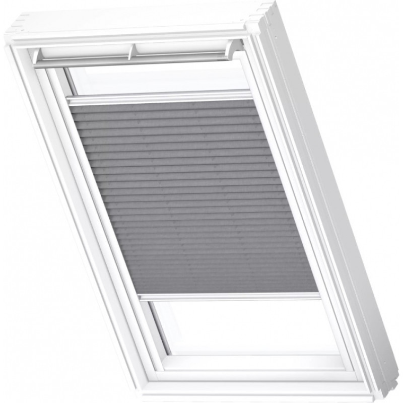 Velux FHL Plisētas jumta logu žalūzijas ar rokas vadību, ar baltām sliedēm, PK08, 94x140cm, pelēkas