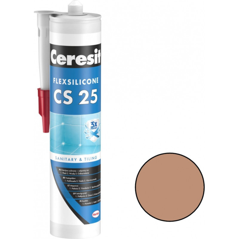 Ceresit CS 25 Sanitārais silikona hermētiķis, 280ml, siena (47)