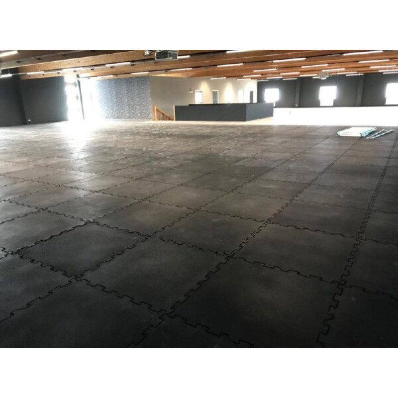 Gumijas grīdu segums PUZZLE sporta zālēm un āra laukumiem 15mm 1000 x 1000 mm, melns / gab