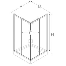 New Trendy Duškabīne PRIVIA 900x900mm, ar kantaino paliktni un sifonu, 5mm rūdīts stikls
