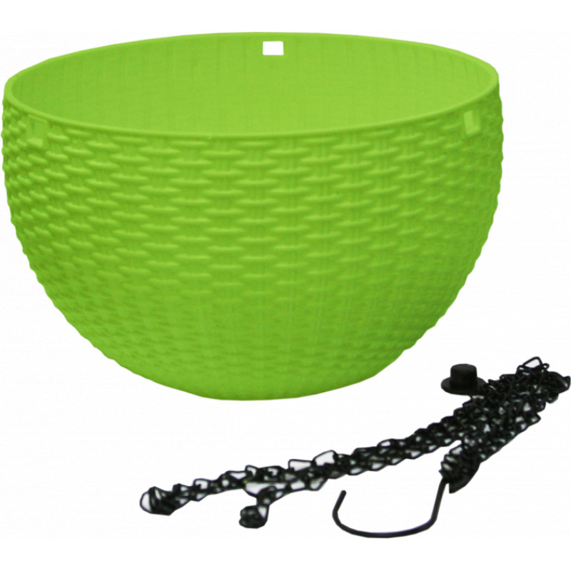 Besk Puķu pods 26x17cm plastmasas karināms, zaļš