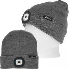 Geko Uzlādējama LED galvas gaismas ziemas cepure, pelēka un melna, GEKO, G90410, 150 lūmeni