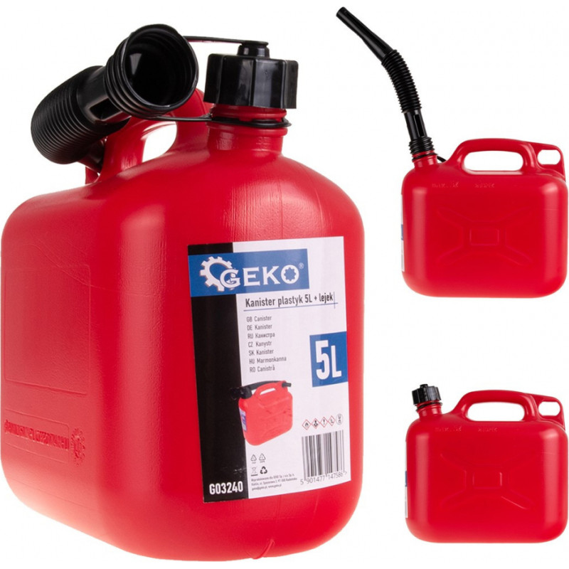 Geko Plastmasas degvielas kanna 5L, elastīgs snīpis, G03240, GEKO