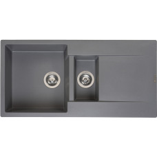 Reginox virtuves izlietne Amsterdam 15, 1.5 bļoda ar plauktu, 1000x500 mm, grey silvery