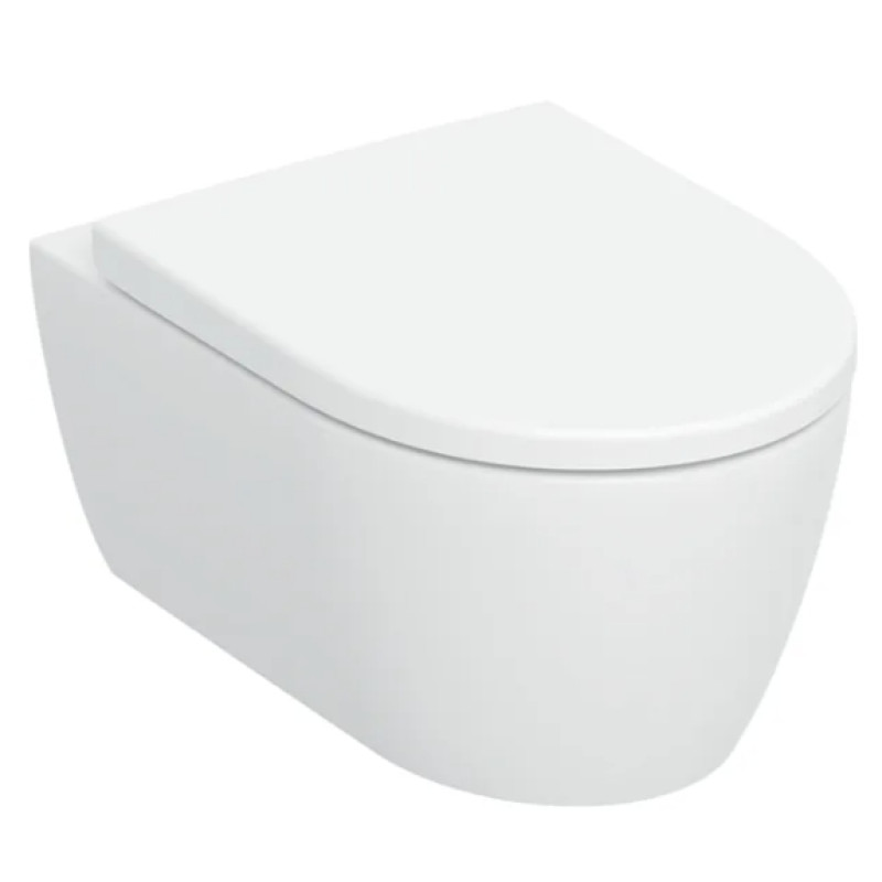 Geberit pods ar QR/SC vāku iCon rimless, stiprināms pie sienas, 355x530 mm, TurboFlush, balts
