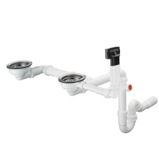 Hansgrohe virtuves izlietnes sifons ar izplūdi un pārplūdi D17-10, 1½ x40/50 mm, balta plastmasa