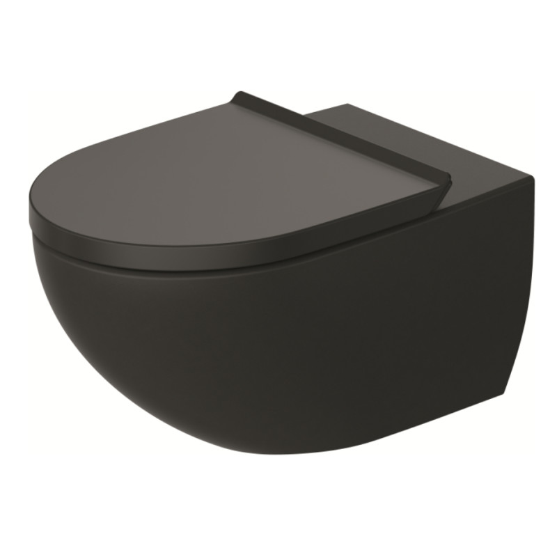 Duravit pods ar SC vāku Architec Rimless, stiprināms pie sienas, 365x575 mm, matēts/spīdīgs melns