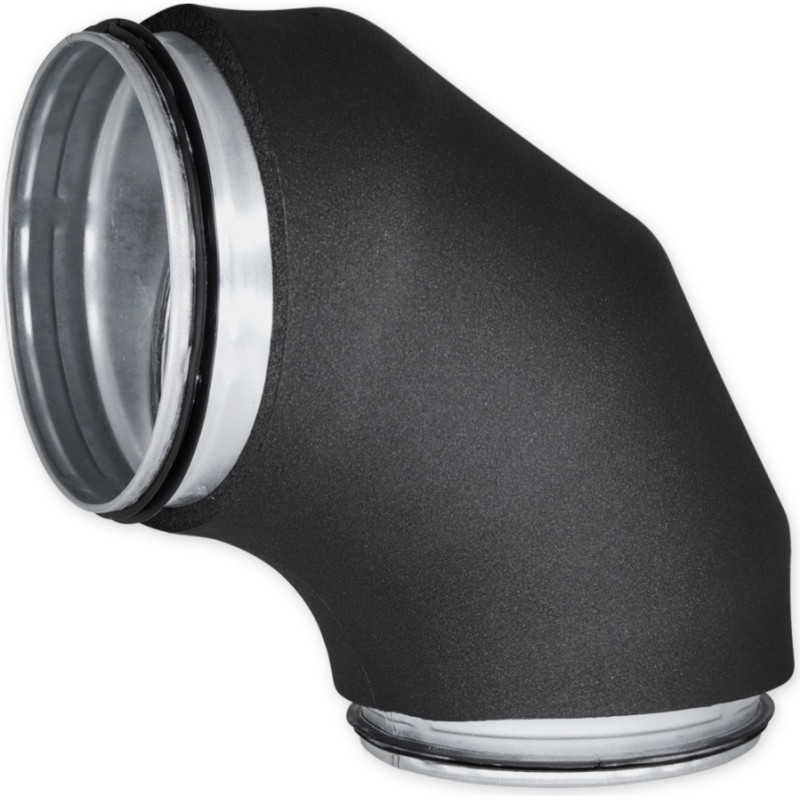Europlast izolēts līkums metāla, 90°- Ø200mm ar gumijām, izolācija 19mm