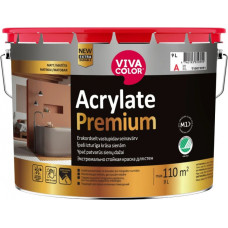 Vivacolor Acrylate Premium A  Mitrumizturīga iekšdarbu krāsa ar pretpelējuma piedevām, matēta, 9L