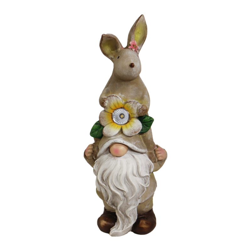 Besk Dārza dekors ar solāro gaismu Rūķis ar zaķi