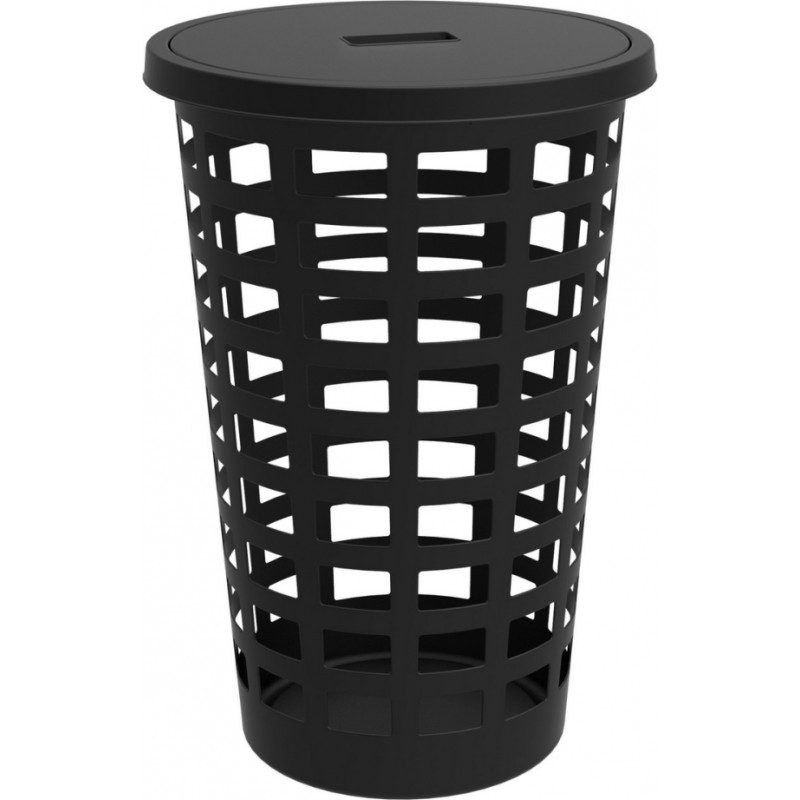 NHG Veļas grozs Boston 54L apaļš ar vāku, melns