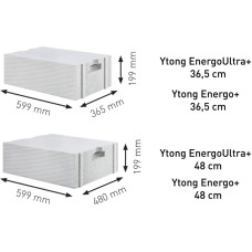 Ytong Ārsienu bloki EnergoUltra+ PP2/0,3 S+GT 480x599x199