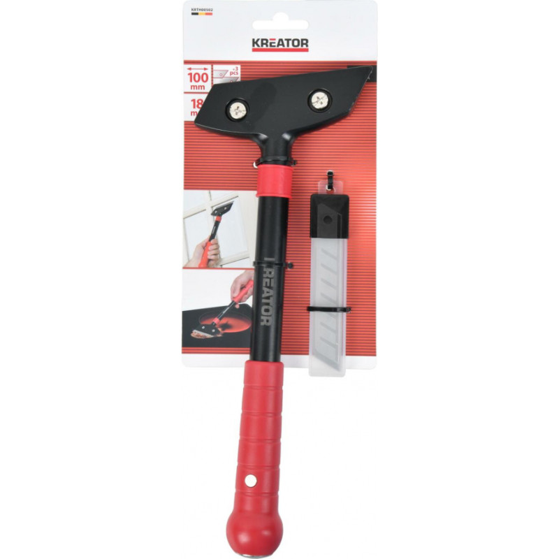 Kreator Skrāpis ar metāla rokturi 100mm asmenis, 250mm + 3 papildu asmeņi KREATOR KRTH00502